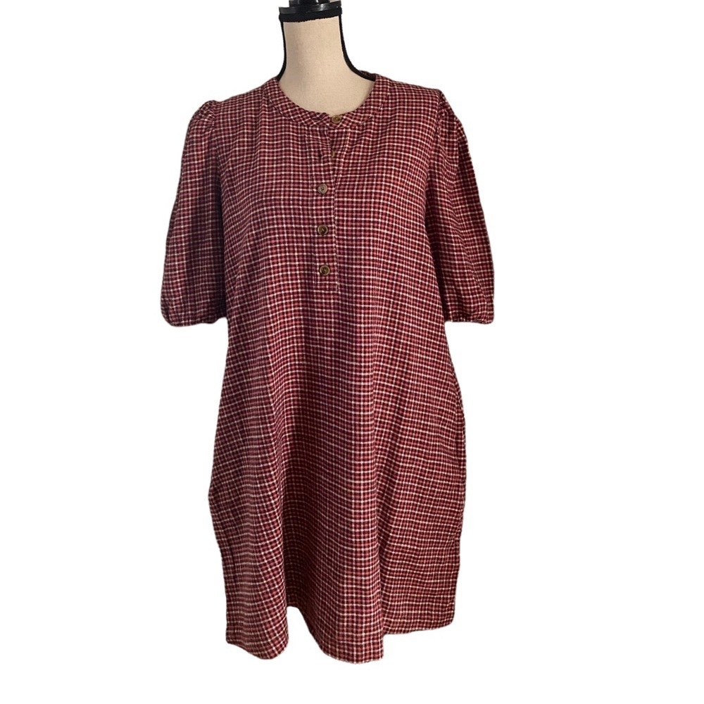 J Crew Sz S Pull Over Dress in Brushed Flannel Merlot Look. Color Pink Bugundy